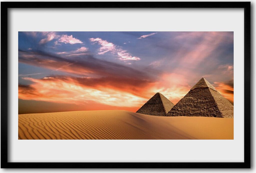Bild 60x40 MDF-Rahmen Wandkunst Wüsten-Pyramiden auf Wand