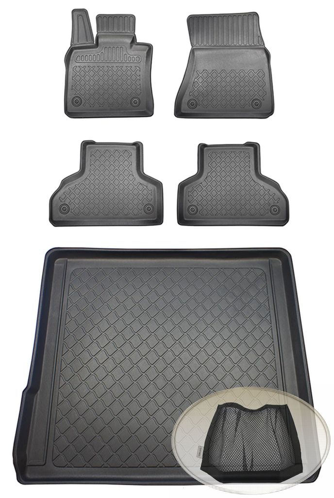 SET Kofferraumwanne Gummifußmatten für BMW X5 xdrive E70 Vor-Facelift Steilheck Geländewagen SUV 5-türer 2006-2010 7Sitze (1. + 2. Sitzreihe) 5...