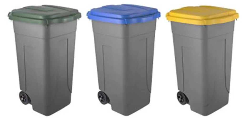 Collecteur de déchets 80L vert avec couvercle pour jardin et garage privé