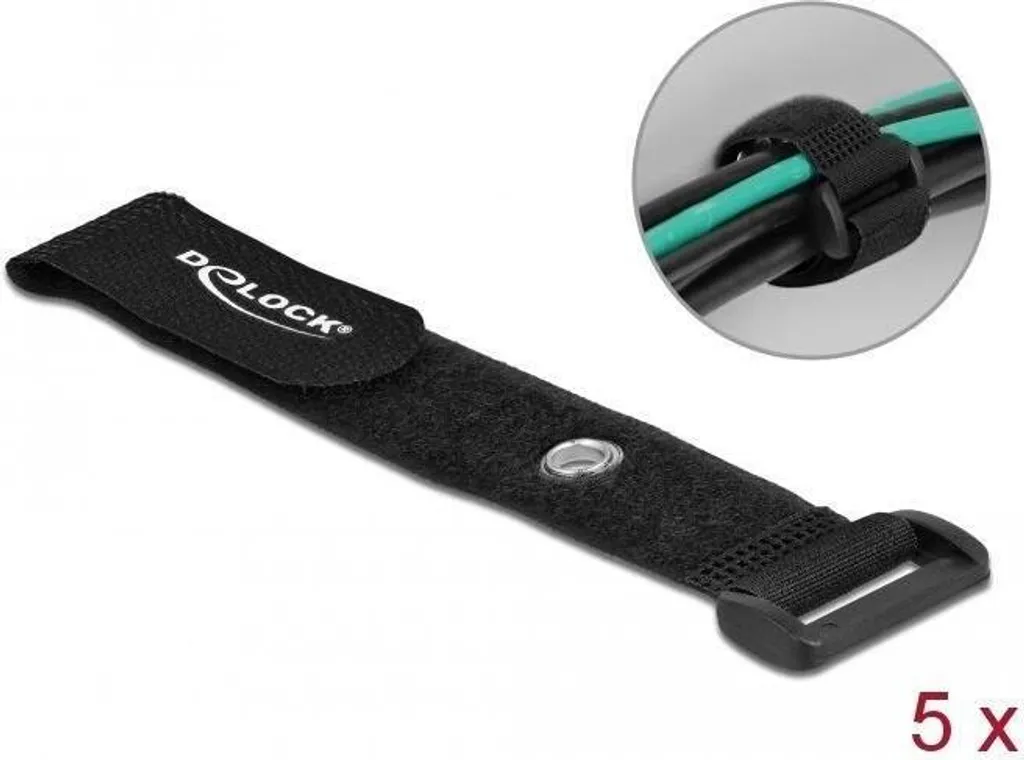 10 Fascette In Velcro 30 Cm X 25 Mm Nere Con Occhiello Per Cavi – Bie-Tec