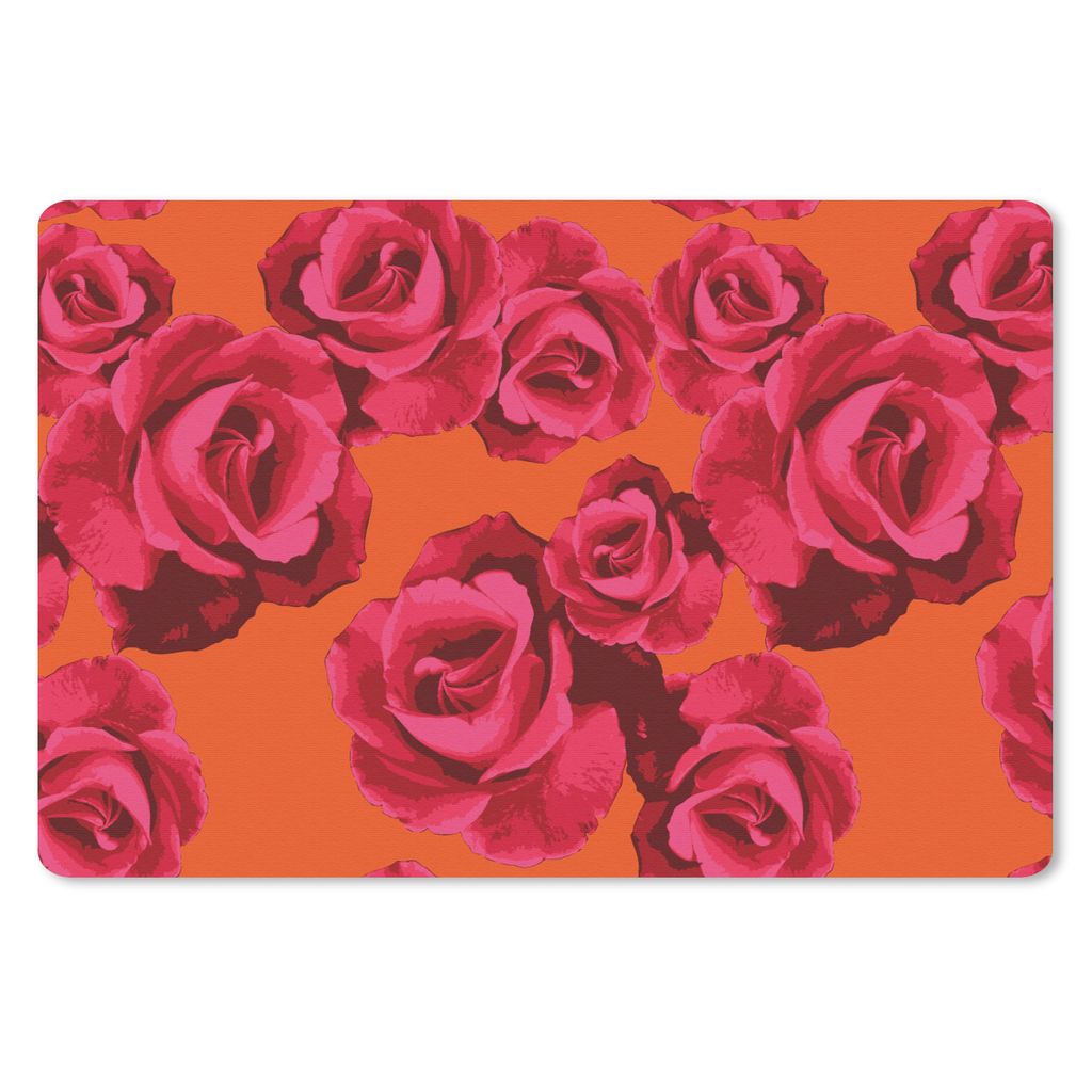 MuchoWow Schreibtischunterlage Rosen - Orange - Muster 60x40 cm - XXL Mauspad - Großes Mauspad