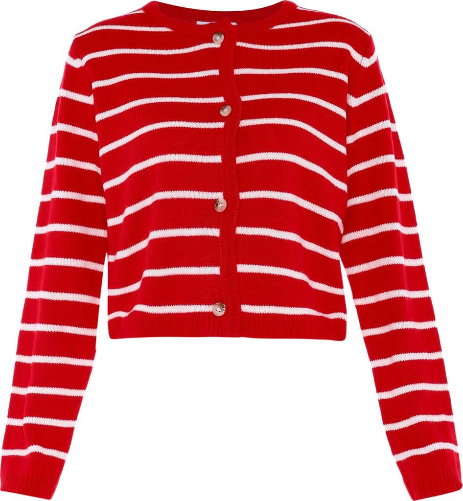 Mutha Damen Cardigan - rot-weiße Streifen, XS/S