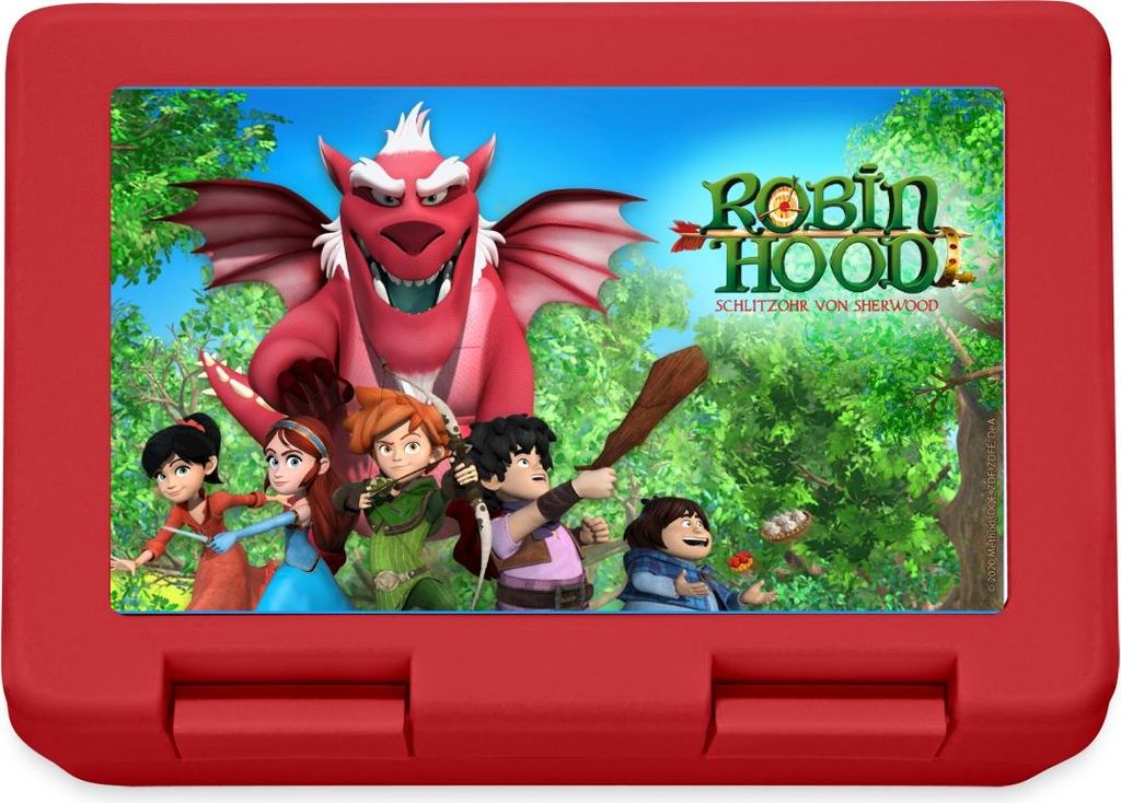 Spreadshirt Robin Hood Schlitzohr Von Sherwood Gruppenbild Brotdose Lunchbox, One size, Rot
