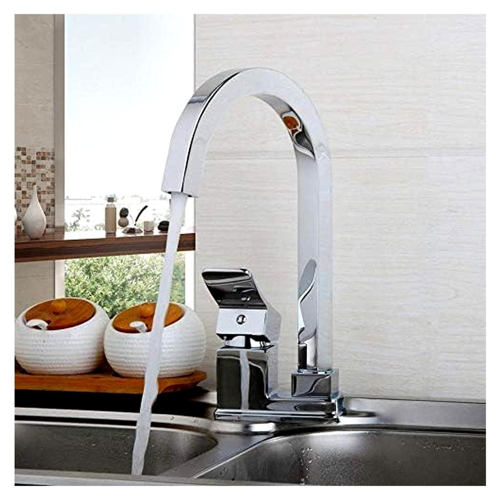 Küchenspüle aus Chrom-Messing, drehbar, 360° drehbar, massiver Messing-Einhebelmischer