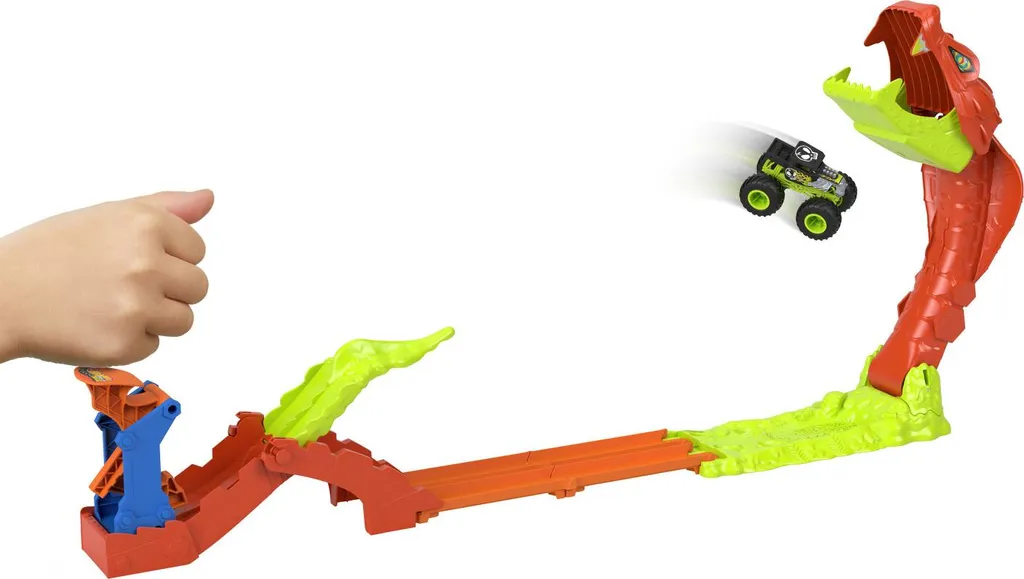 Hot Wheels Monster Trucks Chasse au Serpent Géant Mattel avec Loopings