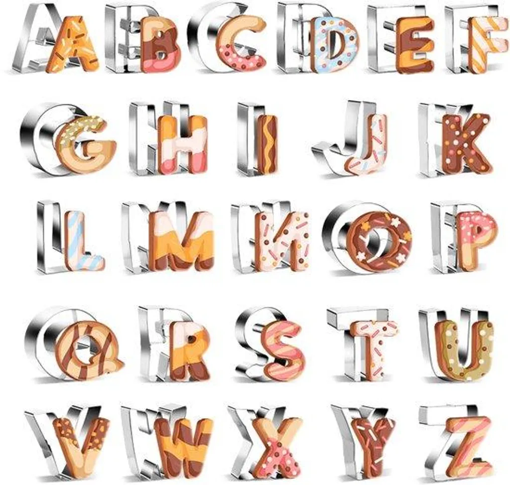 Découpe-pâte Alphabet Noël en Inox, 26 Pièces de 6,5 cm de Haut