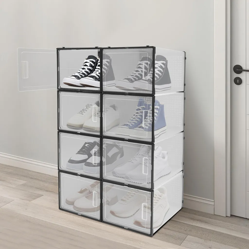 Boîtes de rangement chaussures empilables transparentes pack de 6