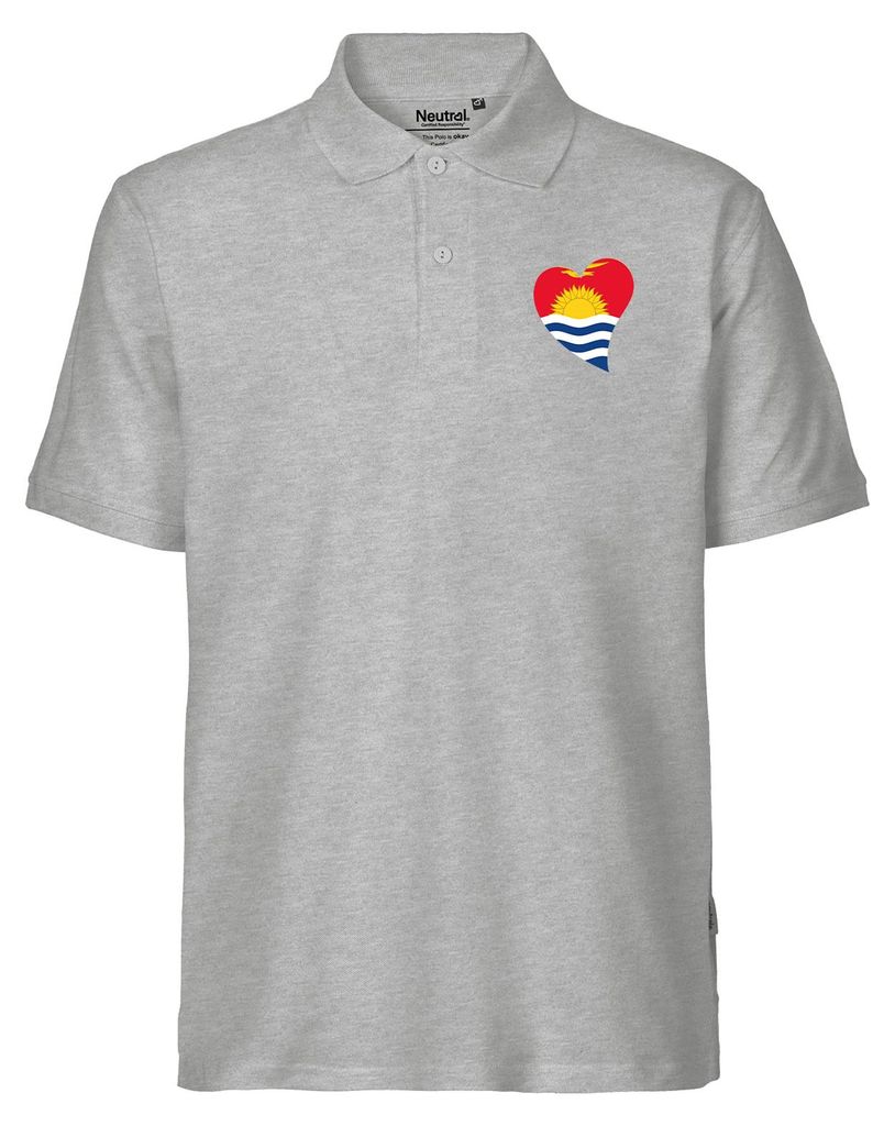 Huuraa Herren Polo Shirt Kiribati Flagge Herz S Sport Grey Bio Baumwolle Fairtrade Poloshirt Geschenkidee
