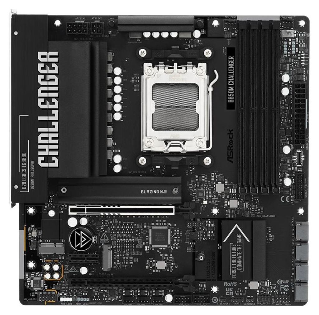 ASRock B850M Challenger - Motherboard - micro ATX - Socket AM5 - AMD B850 Chipsatz - USB-C 3.2 Gen 1, USB 3.2 Gen 1 - 2.5 Gigabit LAN - Onboard-Gra...