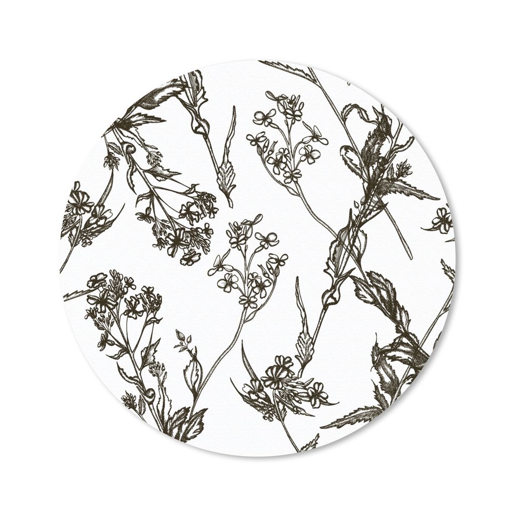 MuchoWow Mauspad Mousepad Vintage - Pflanzen - Blumen - Muster 30x30 cm - Mousepads - Maus Mat - Pad - Mausunterlage - Tischunterlage - Schreibti...