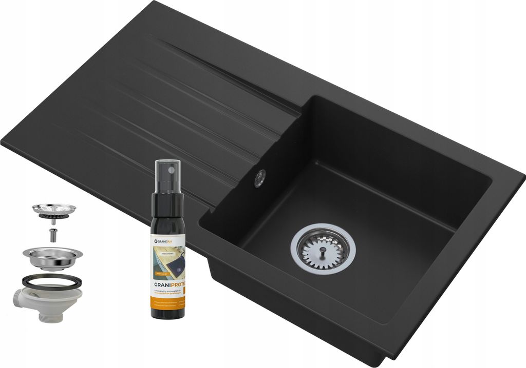 Granitan | Granitspüle Melgar - Einbau - Schwarz marmoriert Produktbild 