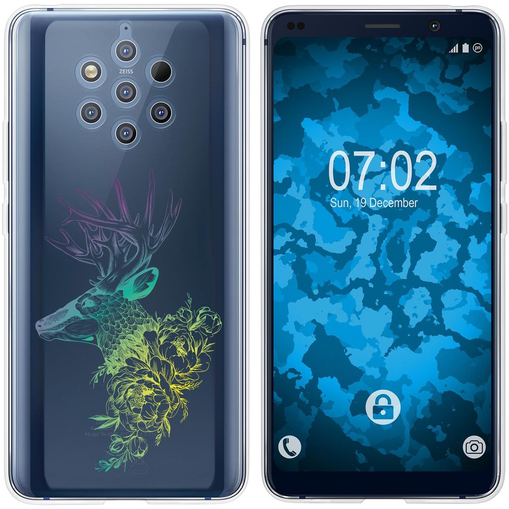 PhoneNatic Case kompatibel mit Nokia 9 PureView Silikon-Hülle Floral Hirsch M7-4