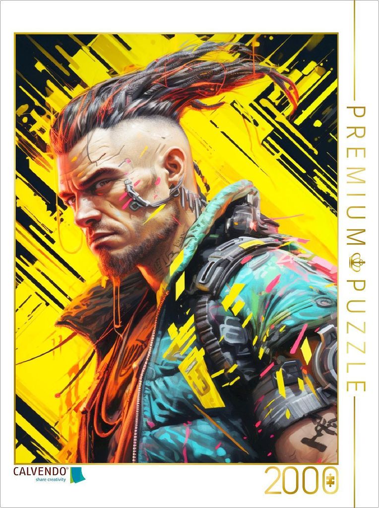 CALVENDO Puzzle Cyberpunk Heroe Futuristische Fusion von Technik und Kunst | 2000 Teile Lege-Größe 90x67cm Foto-Puzzle für glückliche Stunden