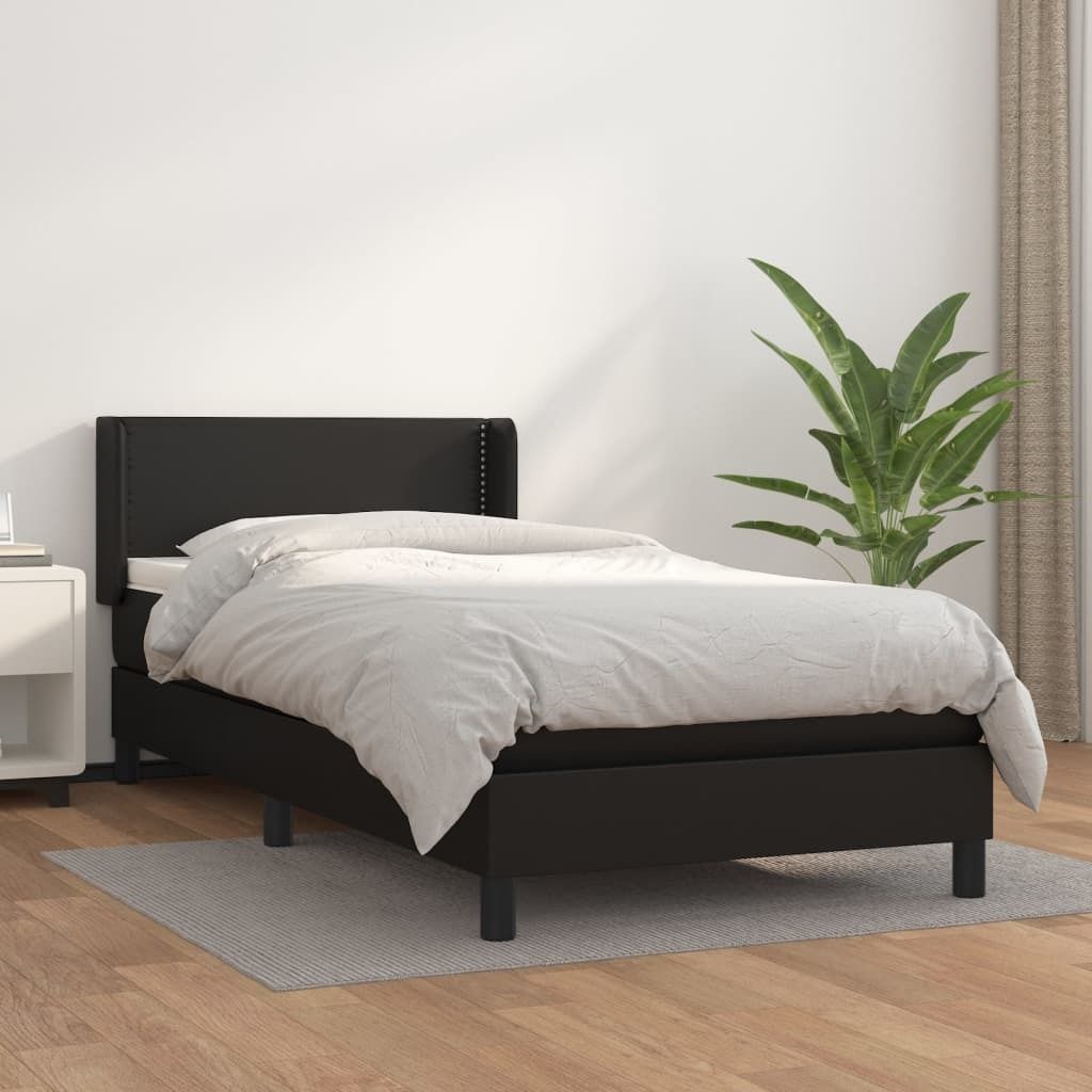 The Living Store Boxspringbett mit Matratze Schwarz 80x200 cm Kunstleder