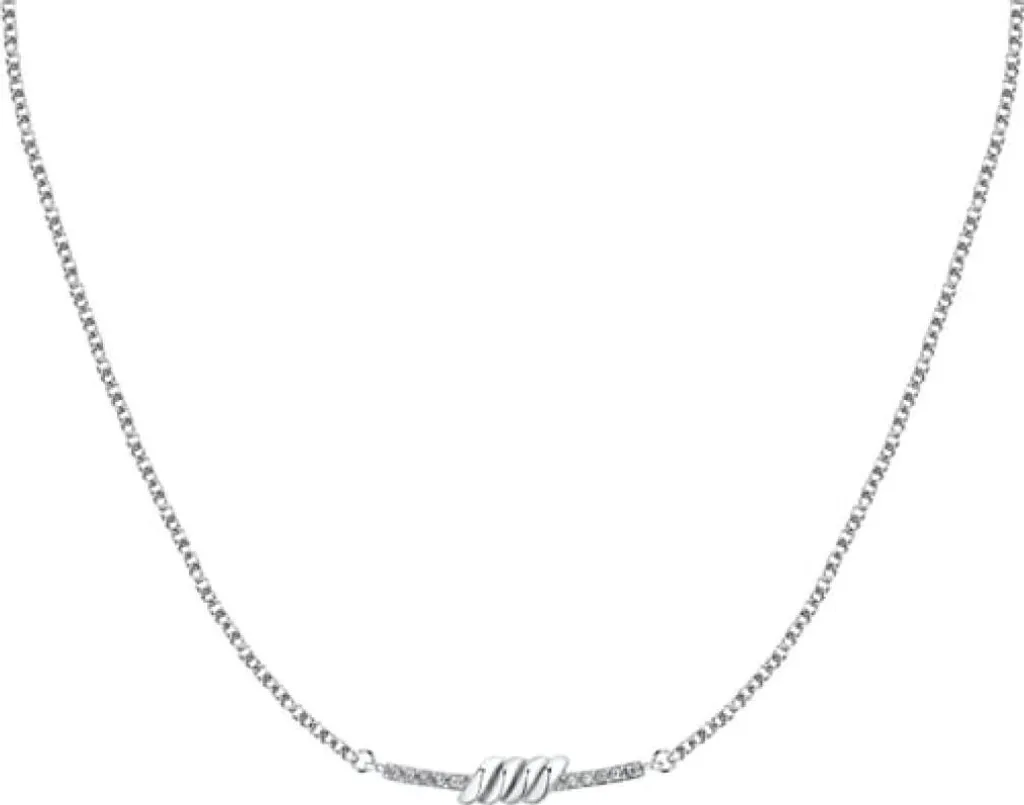 Collier acier anti-allergie cristaux torchon SAWZ04 - Bijou peau sensible