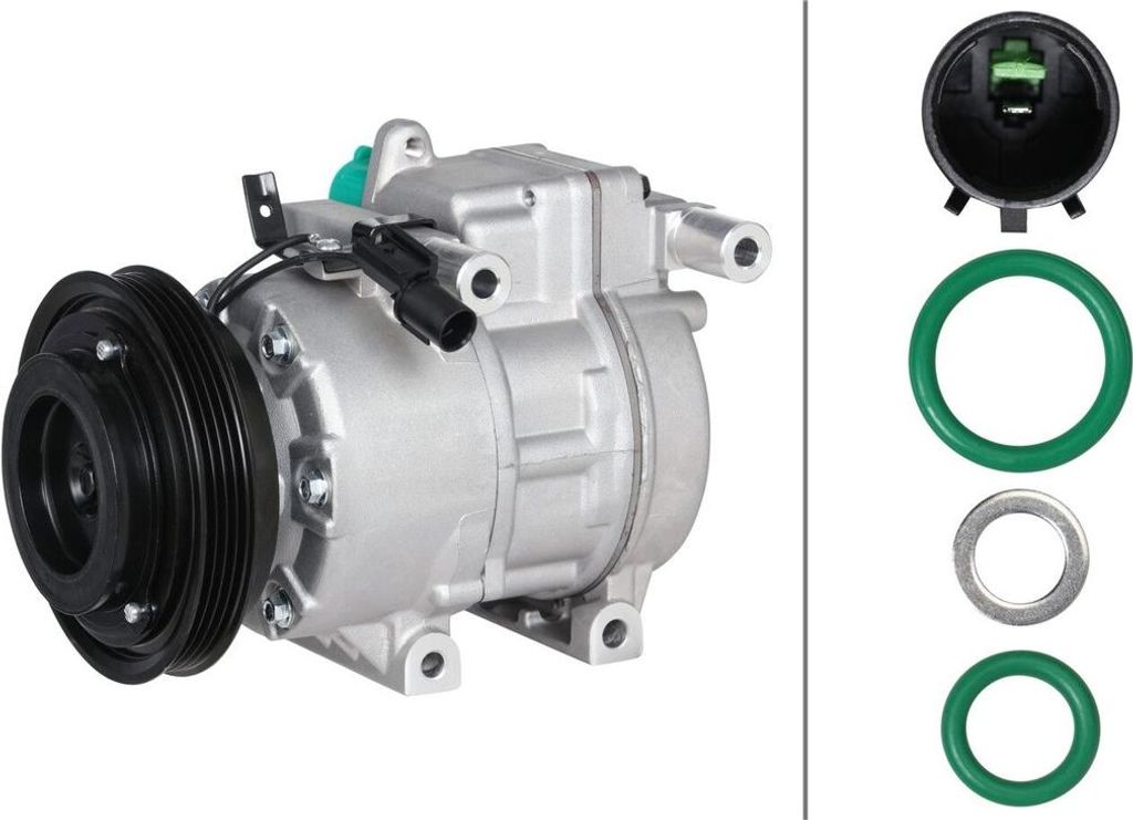Klimakompressor 12 V Ø 125 mm HELLA Thermo-Expertise für u.a. HYUNDAI ACCENT