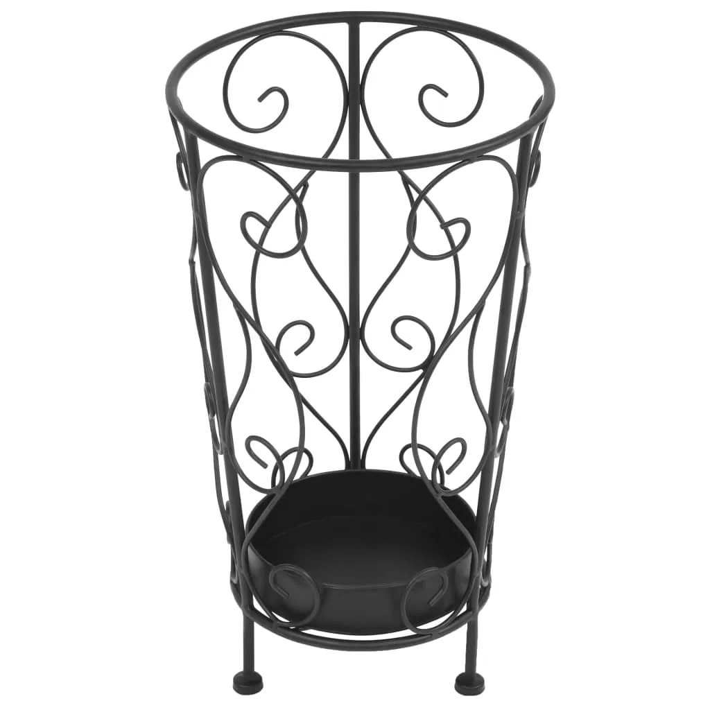 Porte-parapluie rond en métal noir style rétro pour le couloir
