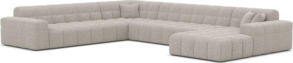 Bouclé U-Form XXL Wohnlandschaft Nivara Sand Rechts