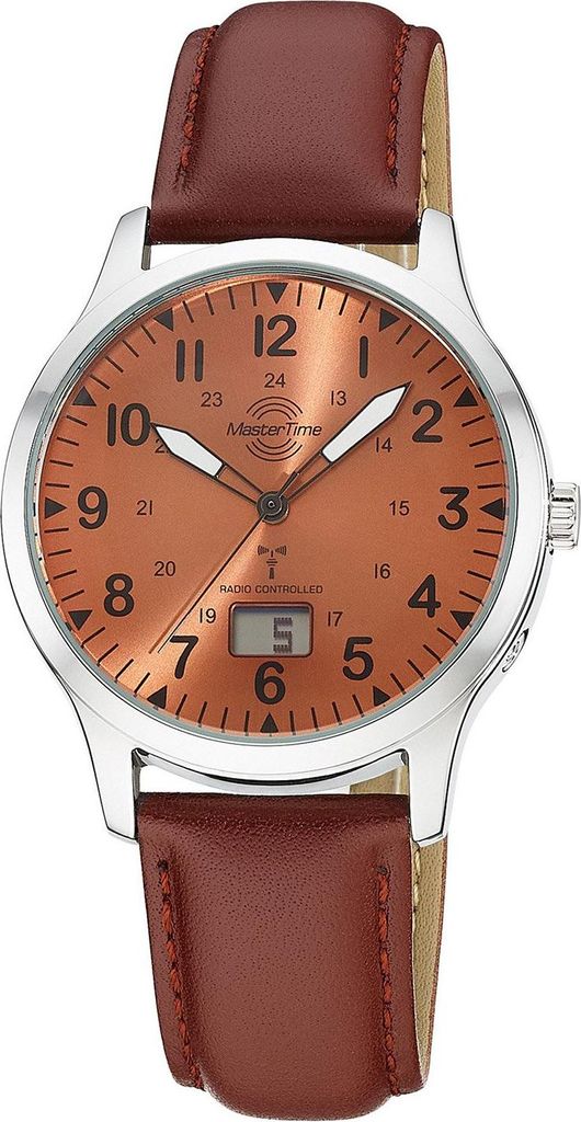 Master Time Herren-Funkuhr Super Power Aviation Lederarmband Braun MTGA-10959-82L