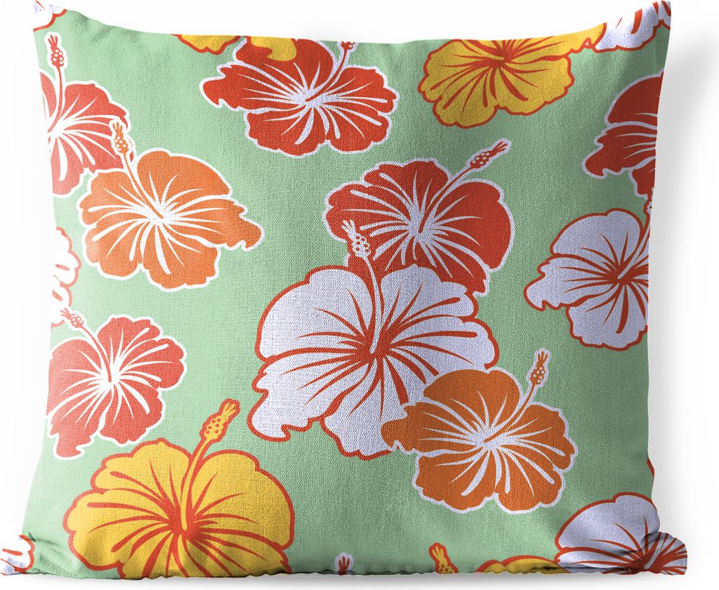 MuchoWow Outdoor Kissen - Eine Illustration mit Blumenmuster - 45x45 cm - Wetterfest - Lounge Kissen - Fotokissen - Dekoratives Kissen