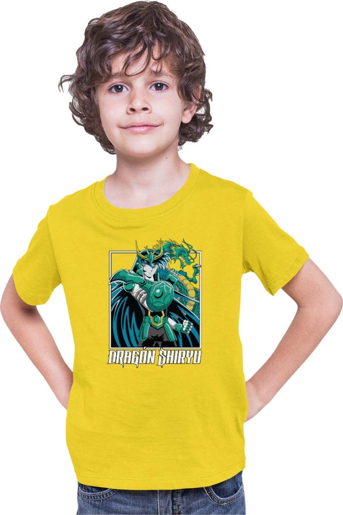 Kinder T-Shirt Japan Anime Manga Saint Anime Seiya Dragon Shiryu Dragon Shiryu, 3-4 Jahr - 104 / Gelb