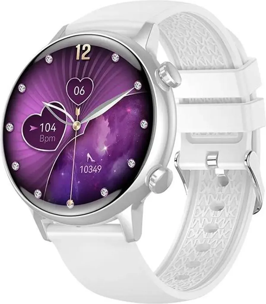 Montre intelligente sport et chic SilverLuxe White Bluetooth AMOLED