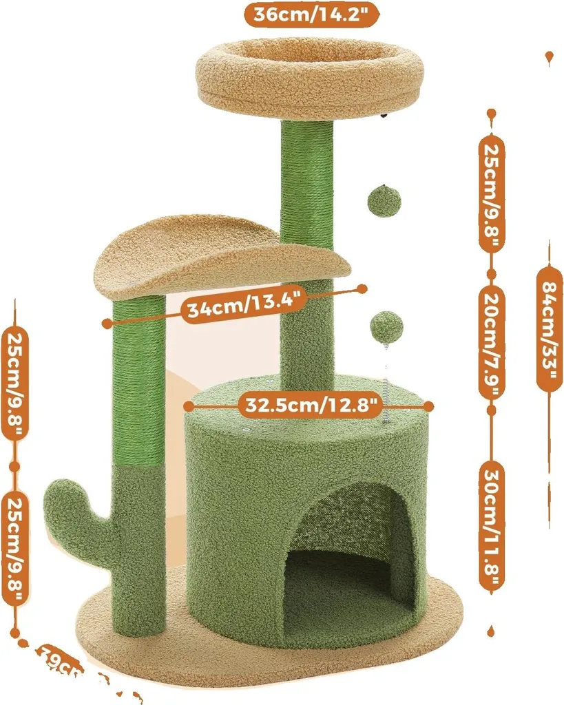 Arbre à chat AMT0231GN avec Condo Confortable et Jouets Interactifs, M