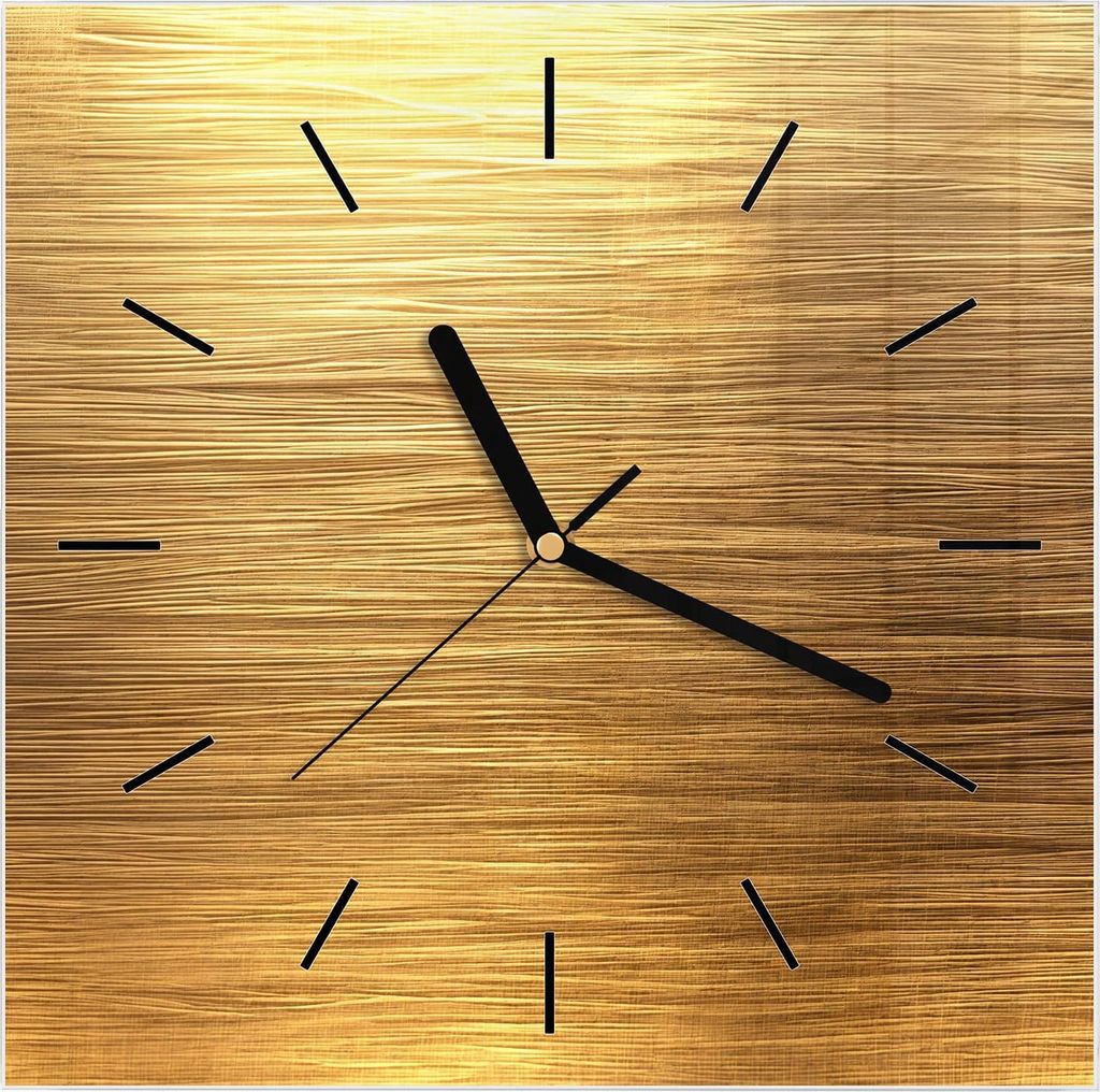 Wanduhr aus Glas mit Motiv Golden Textured Surface- 30 x 30 cm - inkl. Aufhängesystem