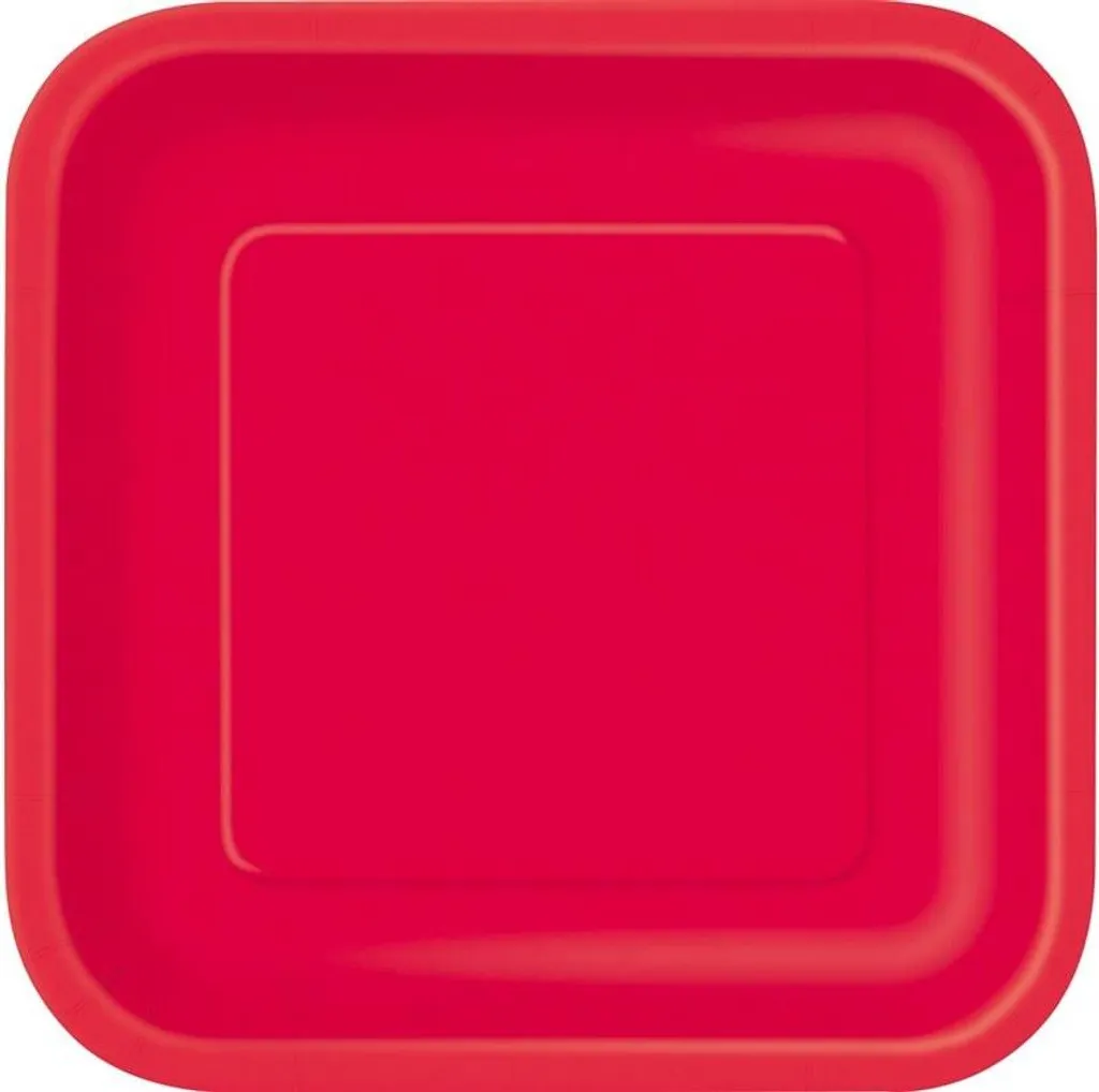 Petites assiettes carrées rouges solides pour manger debout sans gêne
