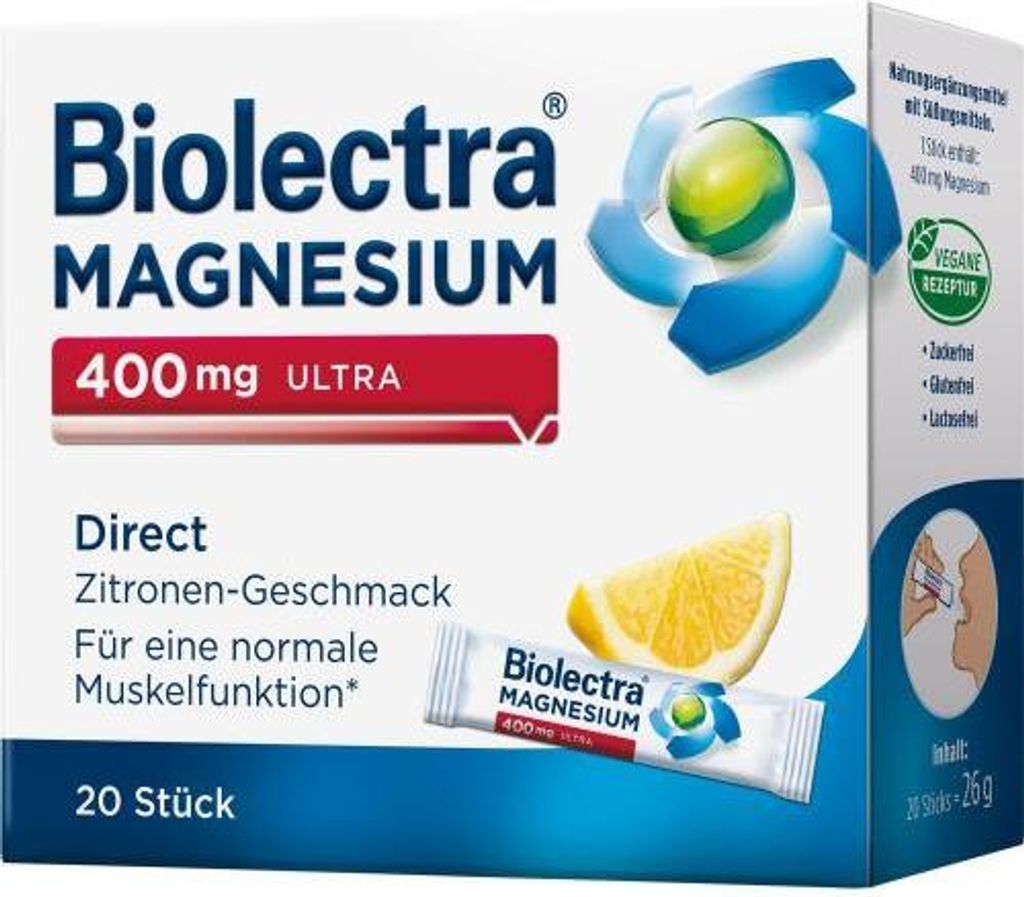Biolectra Magnesium 400 mg ultra Direct Zitrone 20 St