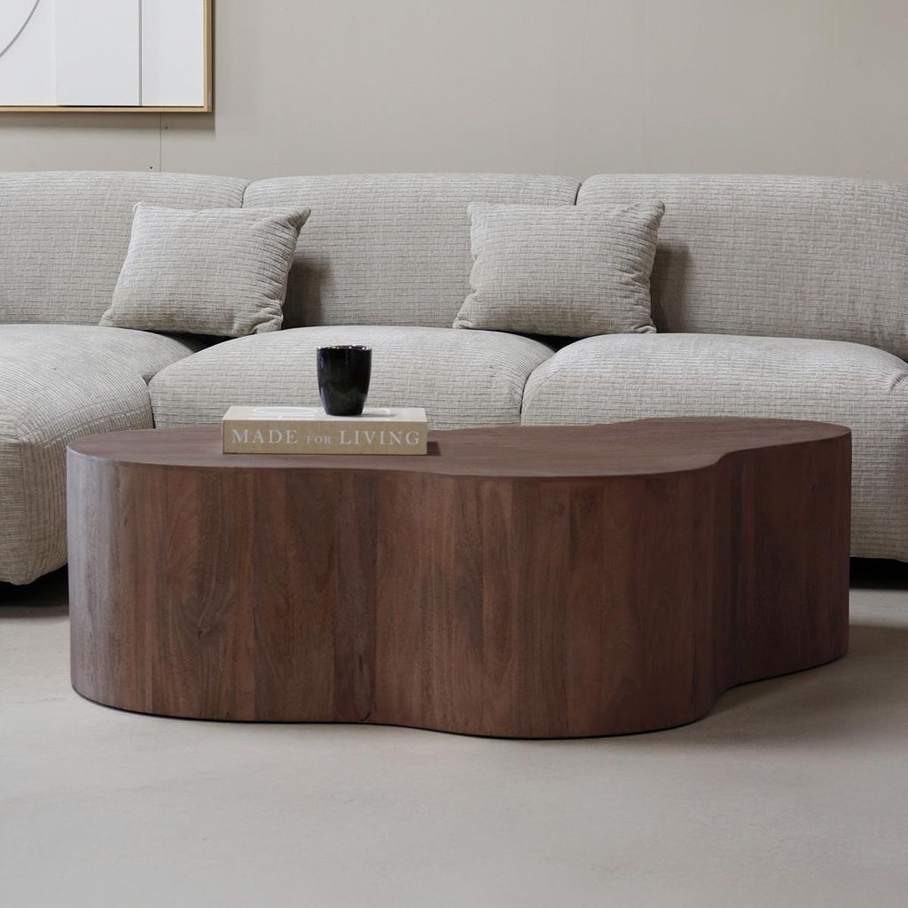 Giga Meubel Couchtisch Moos Dunkelbraun Organisch 129x84x36cm