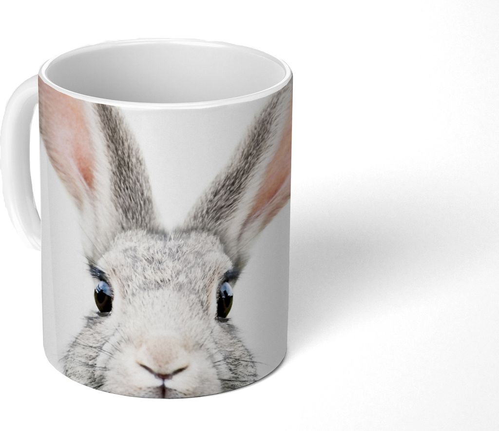 KitchenYeah Tasse Kaffeetasse Kaffeebecher 350 ml Kaninchen - Tiere - Natur - Weiß Teetasse - Fototasse - Becher - Keramikbecher - Teebecher - K...