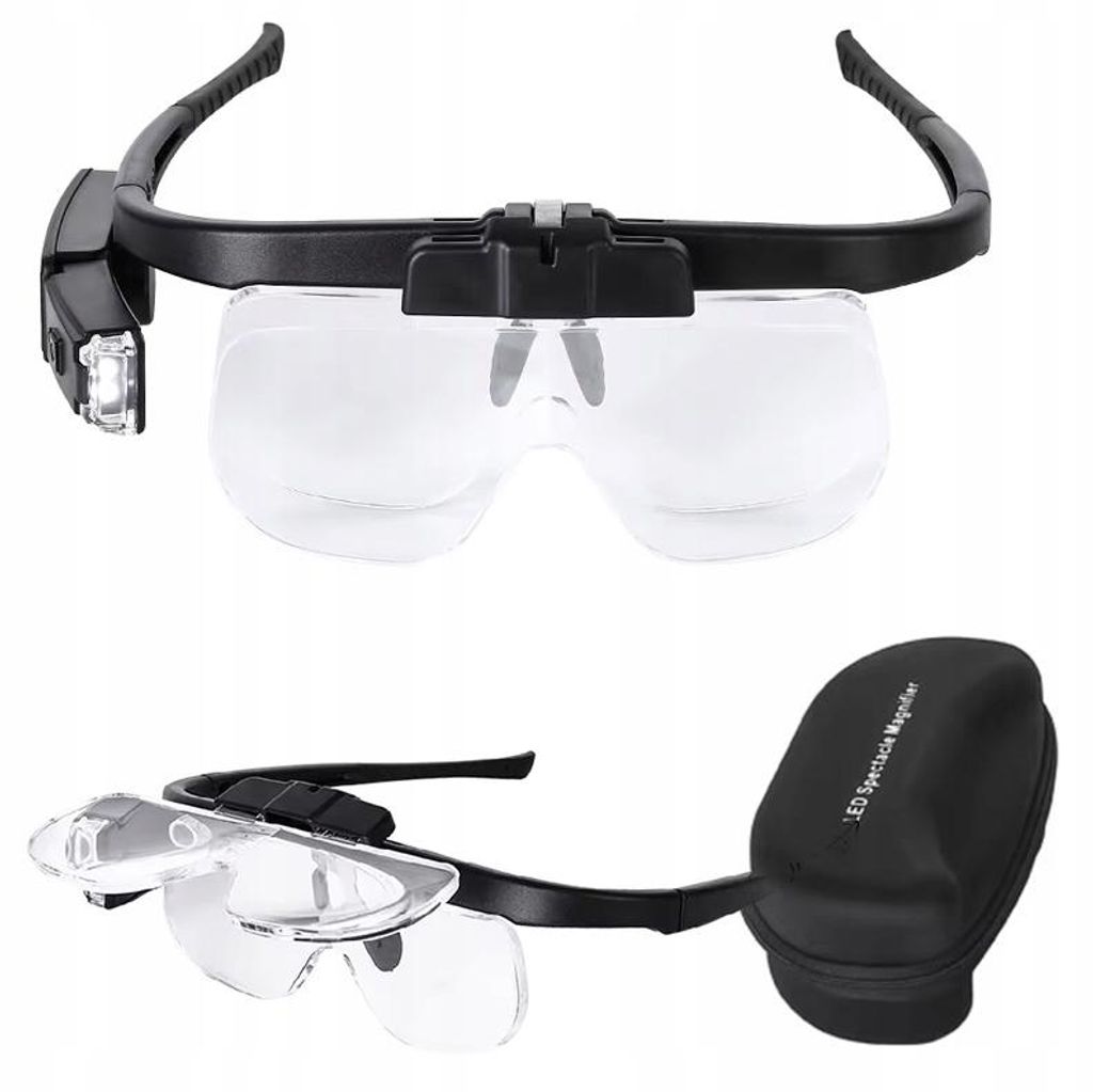 Rosfix LED OptiView 6in1 – Vergrößerungsbrille mit LED-Licht | USB, 1.5x–4.5x, 6 Linsen | Präzisionsarbeiten | Bastel-Zubehör