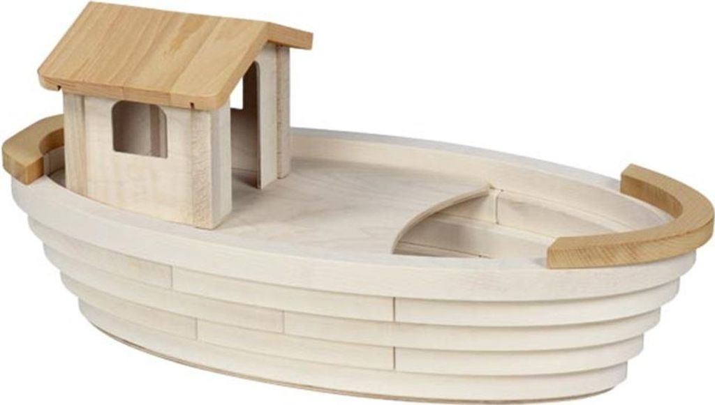 goki Holzstelzen Kleine Arche Noah - kompaktes Holzschiff mit abnehmbarem Deck & Kajüte