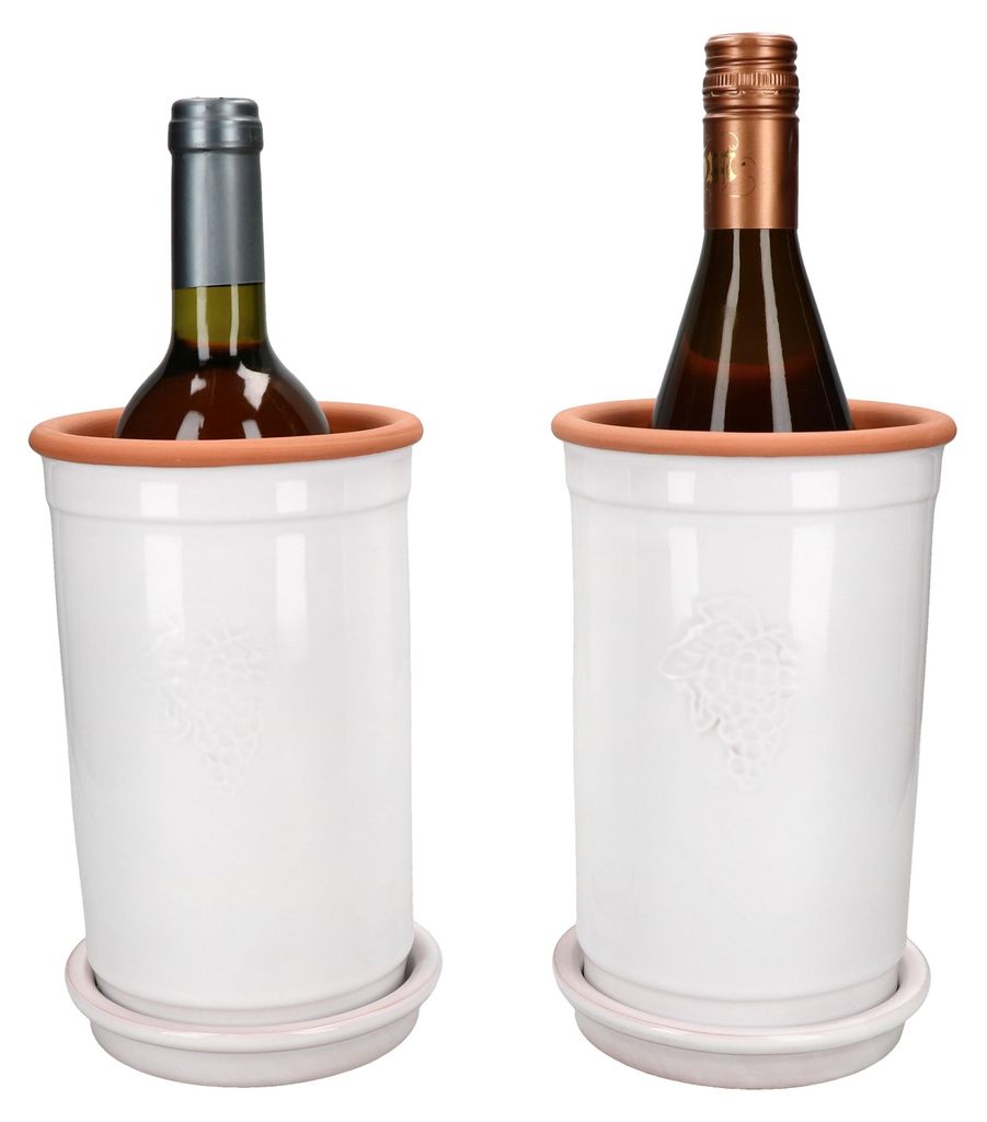 2er Set Weinkühler + Untersetzer weiß lasiert Ø 12.5 cm H Produktbild 