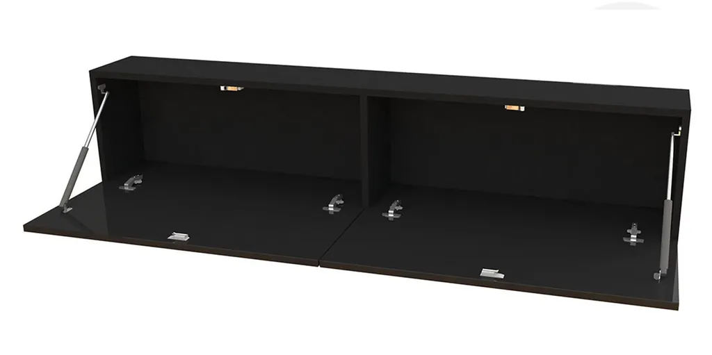 Meuble TV 140 cm ASHTON noir - Support idéal pour home cinéma et salon