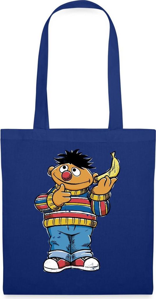 Spreadshirt Sesamstraße Ernie am Bananentelefon Stoffbeutel, One size, Royalblau