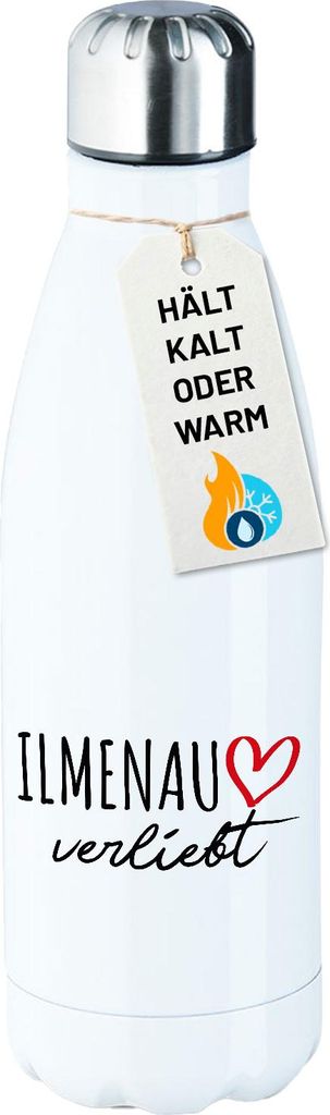 Huuraa Trinkflasche Ilmenau verliebt 500ml White Edelstahl Wasserflasche Trinkflasche Geschenkidee