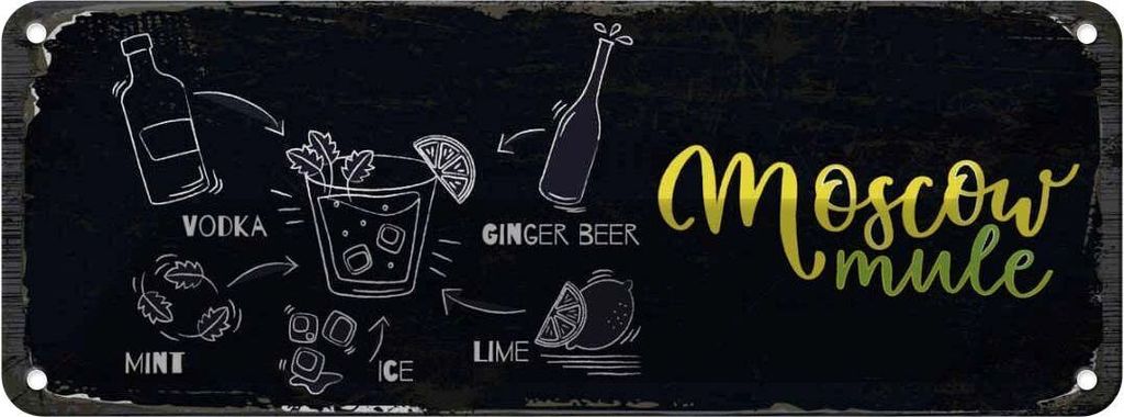 vianmo Blechschild 10x27 cm Moscow Mule Ginger Beer Ice