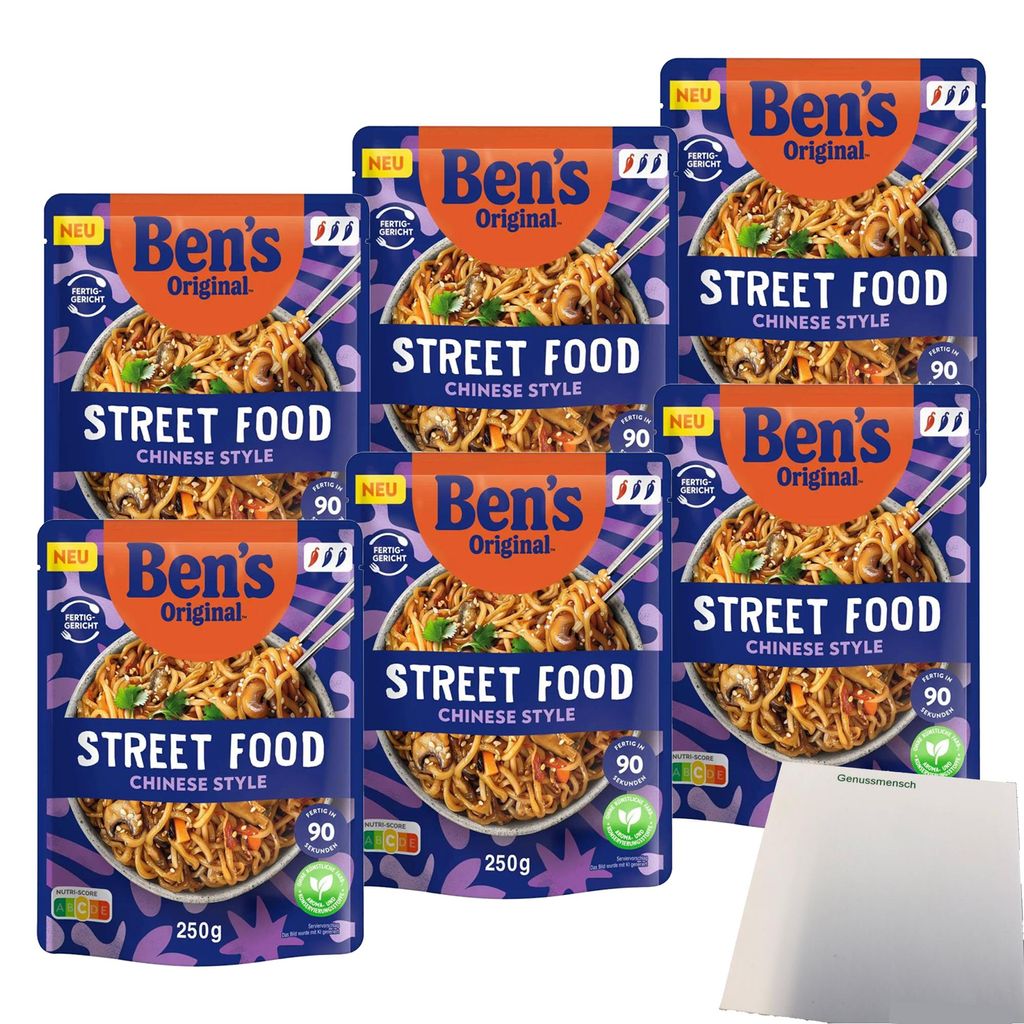 Ben's Original Street Food Chinese Style Noodles VPE (6x250g Packung) + usy Block