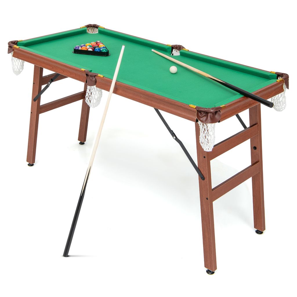 GOPLUS Klappbarer Billardtisch, Tragbarer Billiard Tisch mit 2 Queues, 2 Kreiden, 16 Bällen, Dreieck & Bürste, klappbarer Freizeit-Pooltisch für...