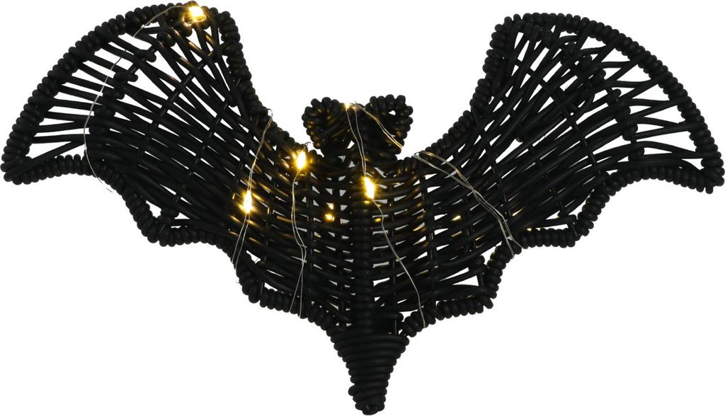 Halloween-Rattan-Fledermaus-Dekoration, 3D, gruselige schwarze Fledermaus aus gewebtem Kunststoff, Wandbehang, Dekor für Baum, Veranda, Hof, Rasen...