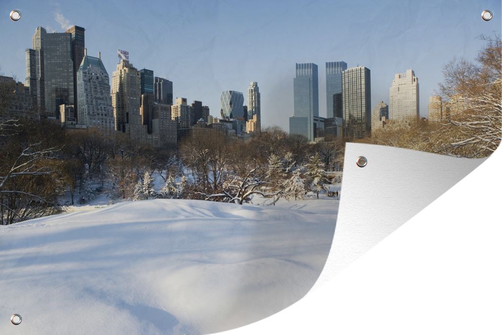 MuchoWow 120x80 cm Outdoor-Poster Gartendeko Sichtschutz Garten Poster für den Garten New York - Central Park - Schnee - Winter