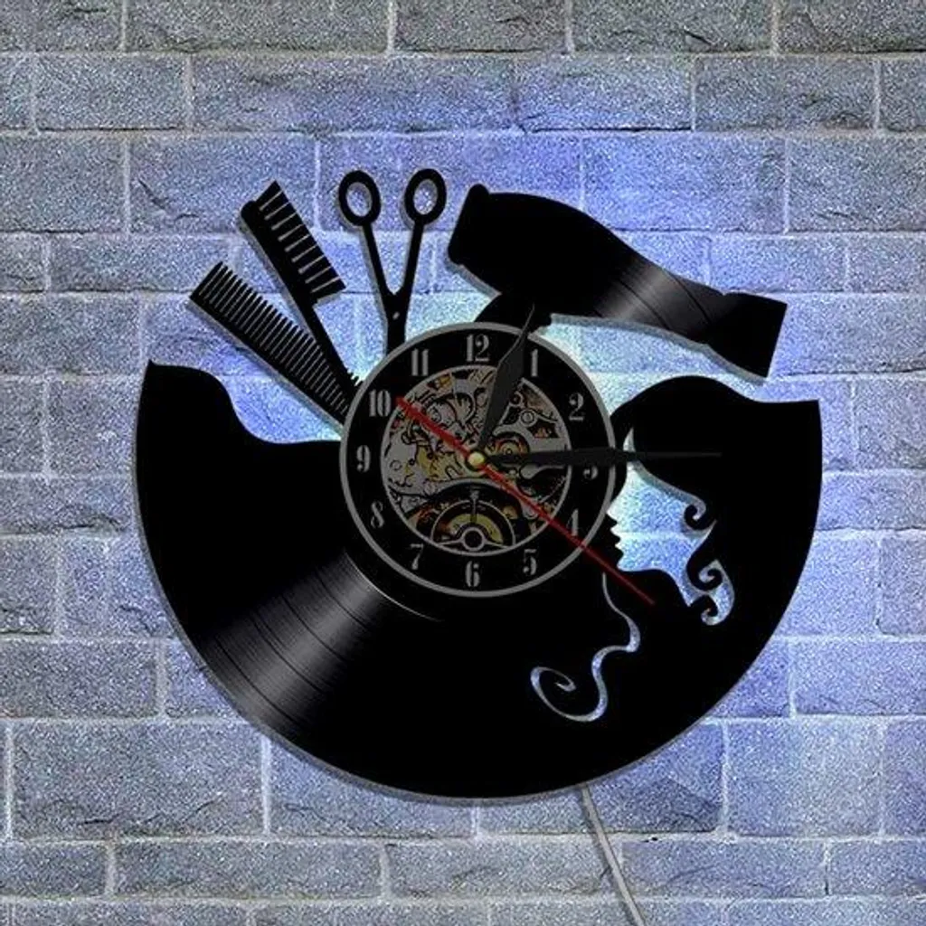 Horloge murale coiffure silencieuse avec éclairage LED multicolore 30 cm