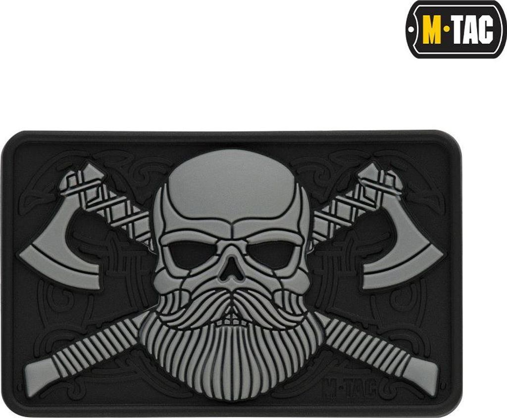 M-Tac Bearded Skull 3D PVC Patch Black/Grey