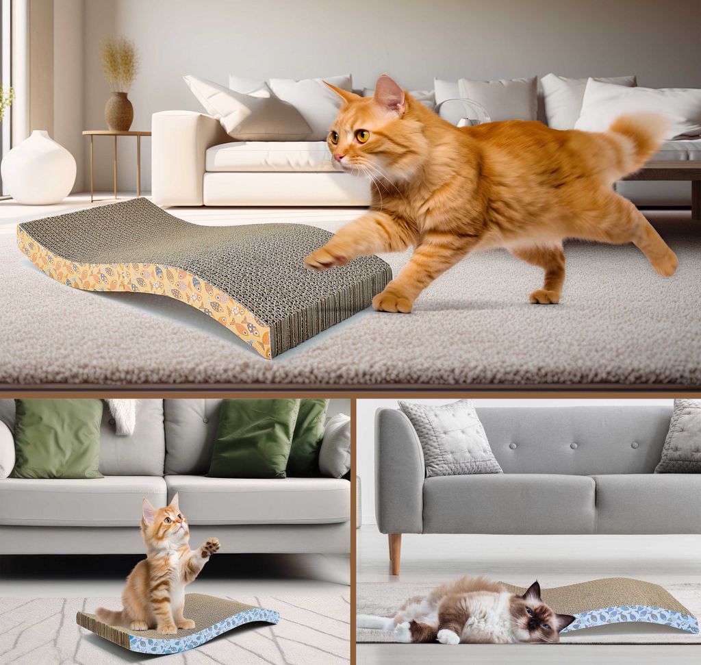 Katzenkratzer-Set Aus Pappe 2er Pack – Als Sofa & Kratzfläche, 56x24x49 Cm, Umweltfreundlich Für Indoor-Katzen