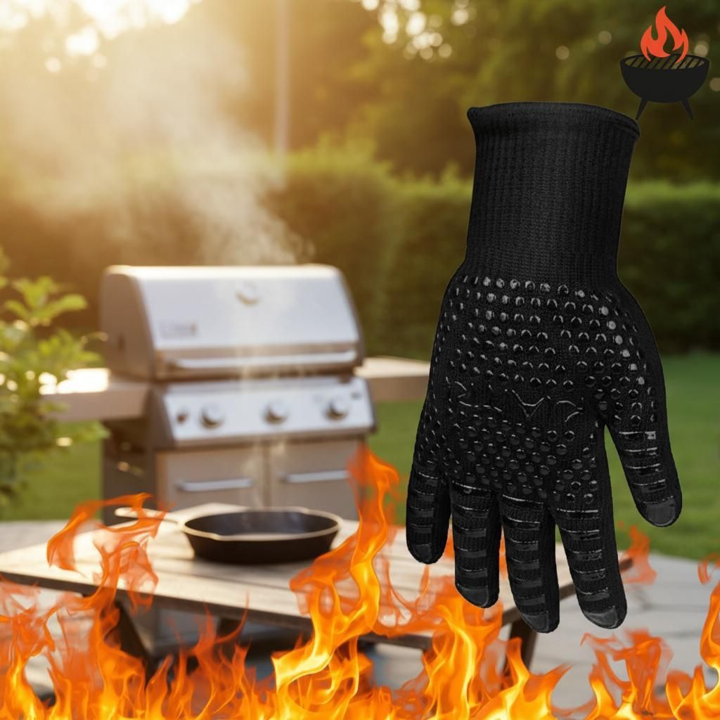 GOLDEN Grillhandschuhe hitzebeständig Grillhandschuh 800 Grad feuerfeste Handschuhe Kochhandschuhe Backhandschuhe für Küche & Grill BBQ Ofenhand...