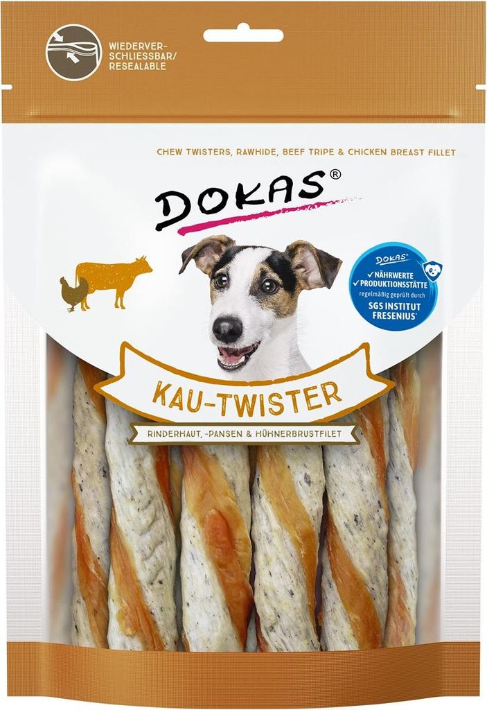 Dokas Kau-Twister, Snacks, Hund, Adult, Rind, Huhn, Produktbild 