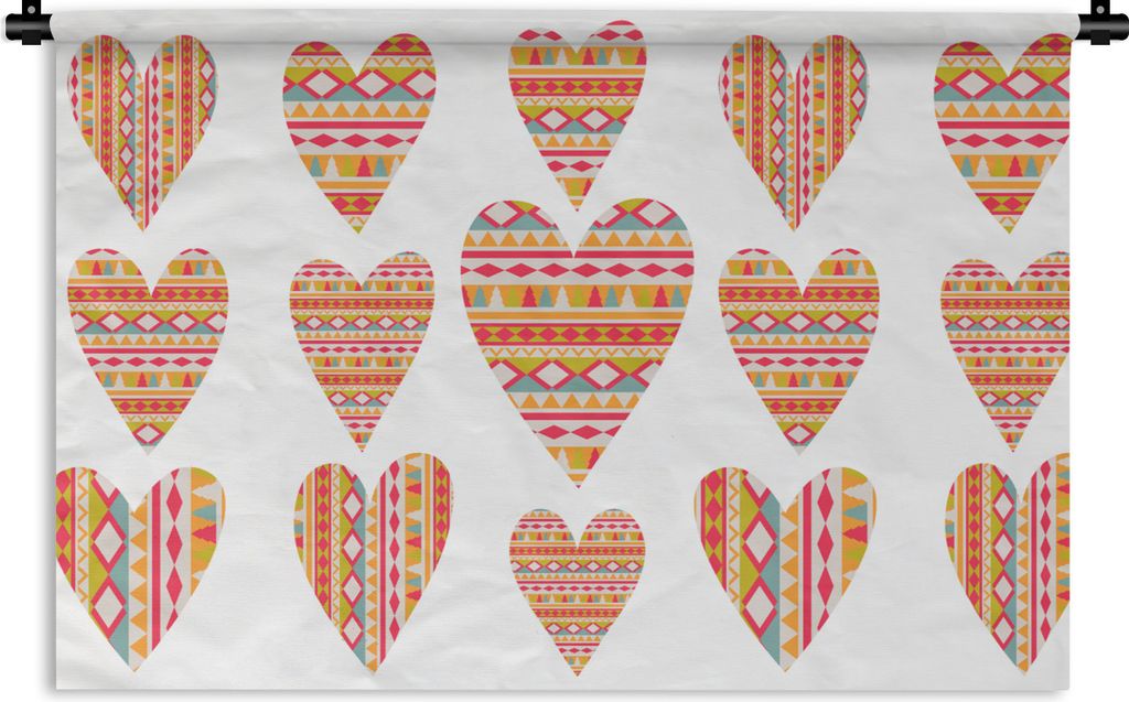 MuchoWow Wandteppich Wandbehang Herz - Südamerika - Muster 60x40 cm Tapisserie Dekoration Wandtuch - Wanddekorationen