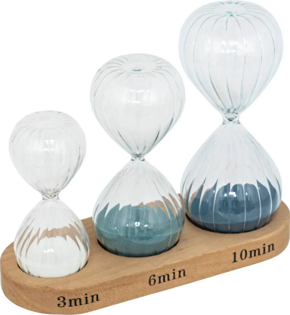 Lot de 3 sabliers décoratifs SABI hauteur 15 cm en verre et sable fin